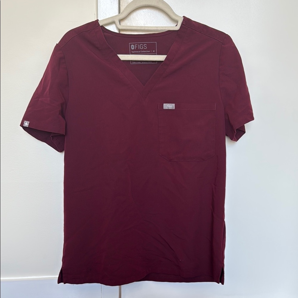 Figs burgundy catarina scrub top
